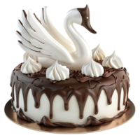 un pastel con un cisne en parte superior ai-generativo png