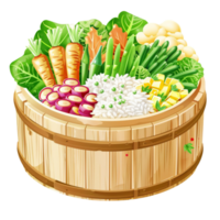 Wholesome Harmony Combining Sticky Rice with Steamy Vegetables png