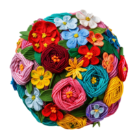 Créatif fil des balles une mélange de couleurs, fleurs, et feuilles png