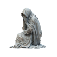 marble stone sculpture of an woman praying, isolated on transparent background. png