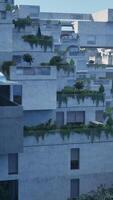 A skyscraper covered in lush greenery video