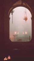 Spellbinding ambiance dimly lit gothic chapel flickering candles video