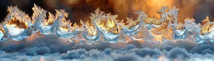 Close-up of intricate ice patterns on a window photo