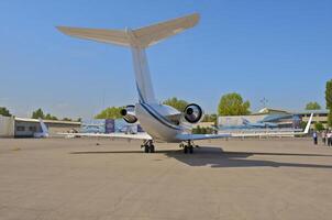 business plane parked at the airport photo