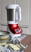 Electric soup maker and chopper. Makes puree soup in 30 minutes. Modern object for the kitchen. photo