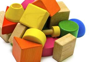 Colored wooden toys photo