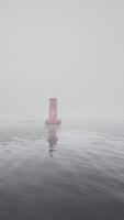 Red Metal Buoy in Foggy Norwegian Sea video