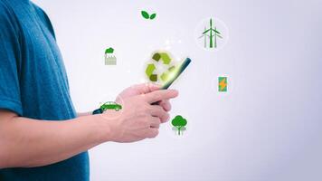 Carbon Dioxide Reduction To solve the global climate crisis and reduce global warming. Concept of reducing carbon dioxide emissions to zero for the goal of reducing greenhouse gas emissions in 2050 photo