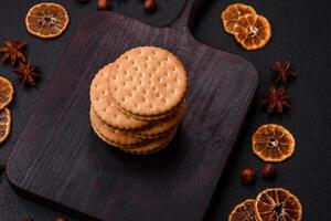 Round dotted snack snack cookies with cream photo