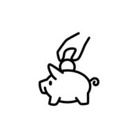 saving money into piggy bag outline icon pixel perfect design good for website or mobile app vector