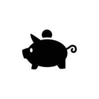 cerdito banco sólido icono diseño bueno para sitio web o móvil aplicación vector