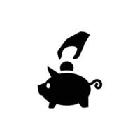 saving money into piggy bag solid icon design good for website or mobile app vector