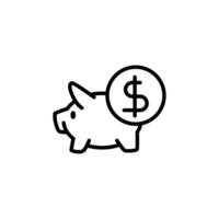 piggy investmen outline icon pixel perfect design good for website or mobile app vector