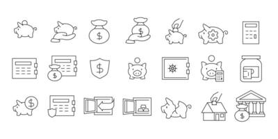 Simple Set of Saving money Related Line Icons pixel perfect for web or mobile app vector