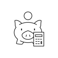 piggy bank and calculator symbol of accounting outline icon thin design good for website or mobile app vector