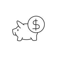 piggy investmen outline icon thin design good for website or mobile app vector