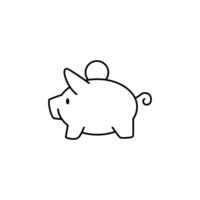 piggy bank outline icon thin design good for website or mobile app vector