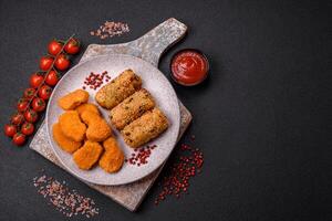 Delicious hearty vegetarian or vegan dish in the form of cutlets or patties photo