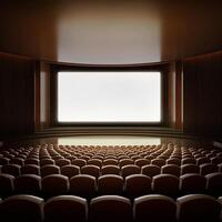 Empty movie theater with rows of seats.3d rendering photo