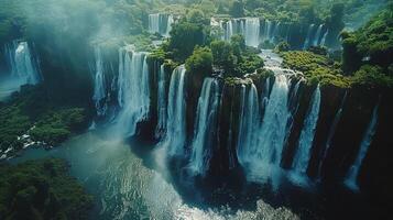 the beautiful waterfalls in the middle of the jungle photo