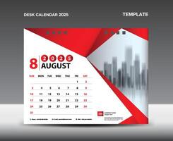 calendario 2025 año modelo vector- agosto 2025 año, escritorio calendario 2025 diseño, semana empieza domingo, planificador, papelería diseño, volantes, calendario impresión, degradado polígono antecedentes concepto vector