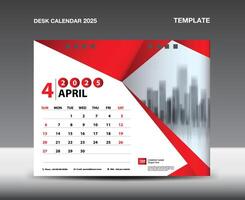 Calendar 2025 year template vector- April 2025 year, Desk calendar 2025 design, Week starts Sunday, Planner, Stationery design, flyer, Calendar printing, gradient polygon background concept vector