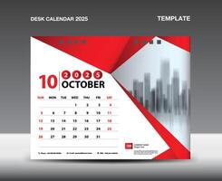 calendario 2025 año modelo vector- octubre 2025 año, escritorio calendario 2025 diseño, semana empieza domingo, planificador, papelería diseño, volantes, calendario impresión, degradado polígono antecedentes concepto vector