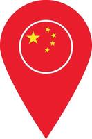 chino bandera mapa alfiler icono . China bandera mapa alfiler icono . ilustración vector