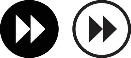 Fast forward button icon set in two styles isolated on white background . Forward arrow icon . Next button icon vector