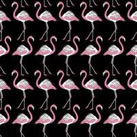 Black Flamingo Background Pattern for Textile vector