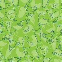 Green Blue Farm Animal Pattern Design vector