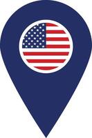 American flag map pin icon . United States map pin icon vector