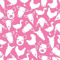 Pink Domestic Farm Animal Pattern Design vector