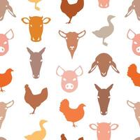 Domestic Farm Animal Pattern Design in Autumn Colors vector