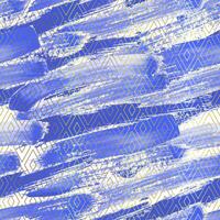 Blue Brush Strokes Seamless Pattern Design with Gold Geometric Design in Elegant Luxury Style vector