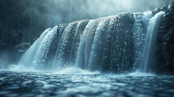 waterfall in the dark forest photo