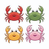 Colorful red crab illustration. Sea creature in flat design. Shell crab icon isolated on white background. vector