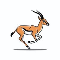 Cute antelope stands on a white background in cartoon style. illustration with African animal. vector