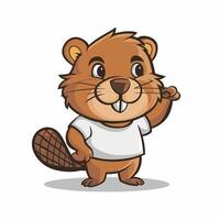 Beaver wild animal set illustration. Funny character in various poses cartoon design Isolated on white background. vector