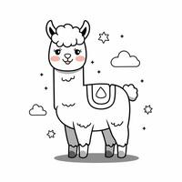 alpaca animal lying Illustration on a white background vector