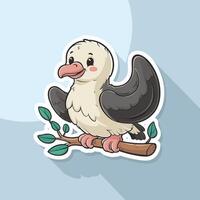 Cartoon cute bird albatross Colorful flat illustration white background vector