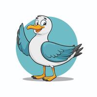 Cartoon cute bird albatross Colorful flat illustration white background vector