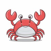 Colorful red crab illustration. Sea creature in flat design. Shell crab icon isolated on white background. vector