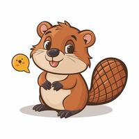 Beaver wild animal set illustration. Funny character in various poses cartoon design Isolated on white background. vector