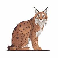 Bobcat is a wild cat. flat illustration of animal isolated on white background. vector