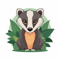 Cute Badger cartoon illustration white background vector