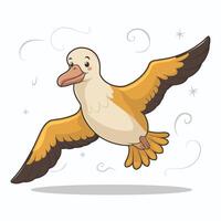 Cartoon cute bird albatross Colorful flat illustration white background vector