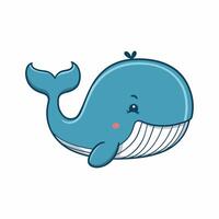 Flat simple logo blue whale for isolated on white background. vector
