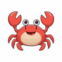 Colorful red crab illustration. Sea creature in flat design. Shell crab icon isolated on white background. vector