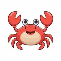 Colorful red crab illustration. Sea creature in flat design. Shell crab icon isolated on white background. vector